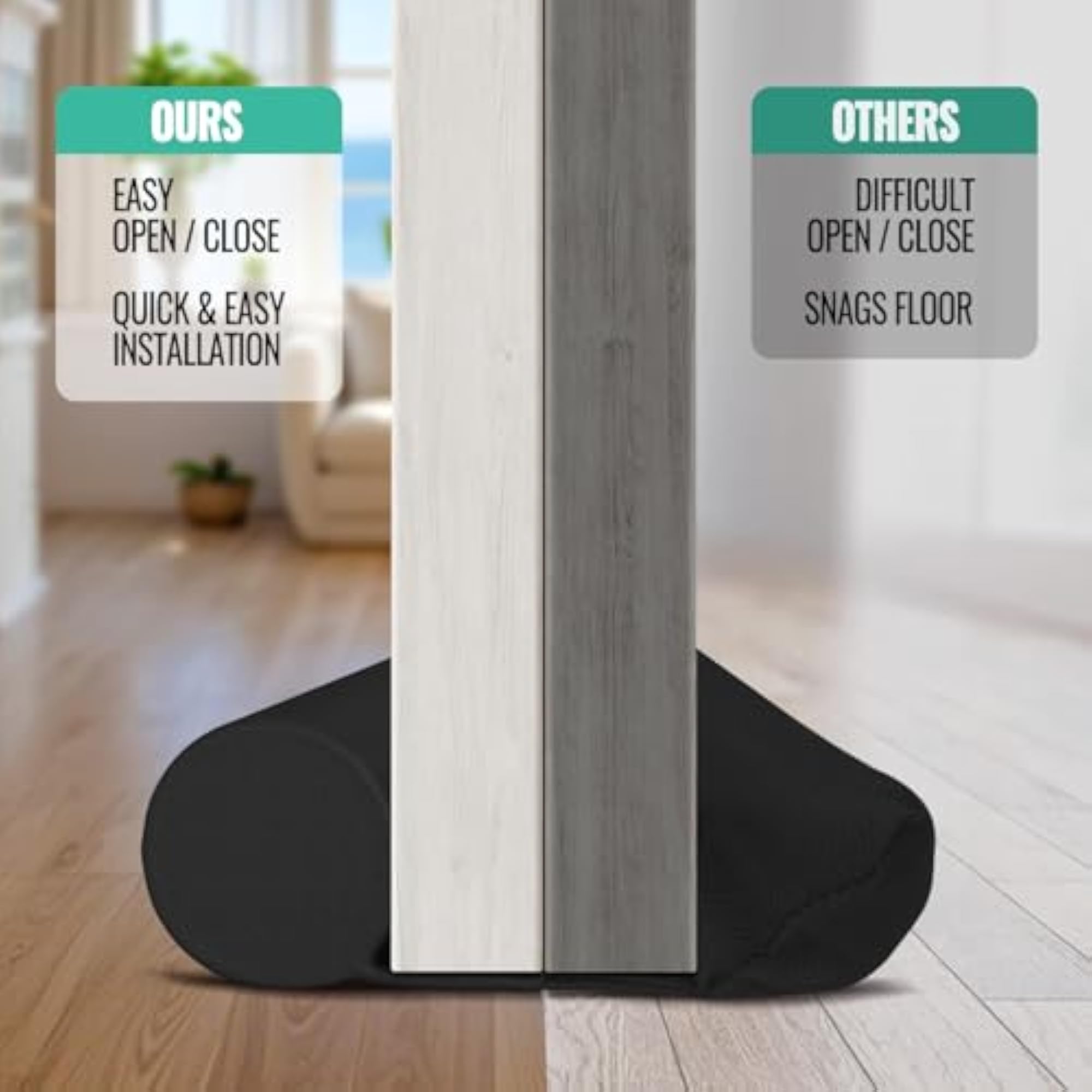 Under Door Draft Stopper, 36 Inch Black