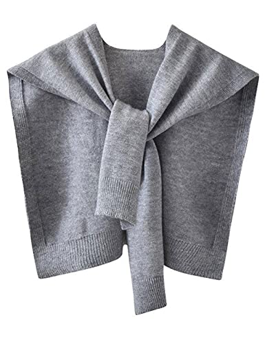 Zontroldy Women's Fashion Sweater Knitted Knotted Shawl Wraps Cape Tops Blouses(0221-Gray-OneSize)