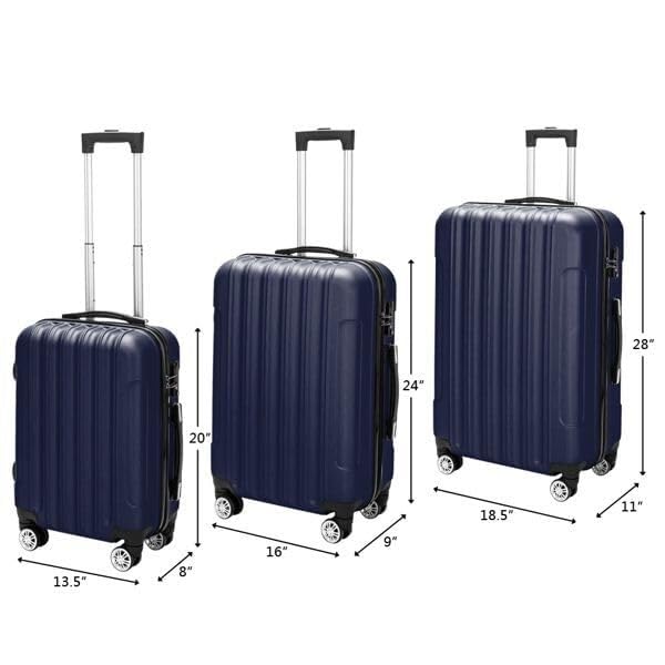 3-in-1 Multifunctional Large Capacity Travel Luggage Set - Durable Plastic & Metal - Navy Blue Suitcase for All Your Travel Needs2
