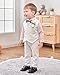 YALLET Toddler Baby Boy Clothes Suit Gentleman Wedding Outfits, Formal Dress Shirt+Bowtie+Vest+Boutonniere+Suspender Pants(V White, 18-24 Months)