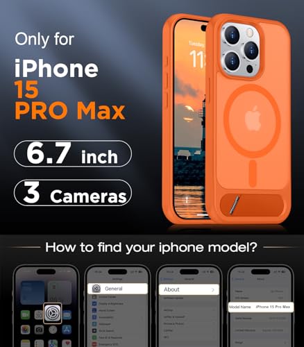 Image of Magnetic Compatible with iPhone 15 Pro Max Case, [Built-in Invisible Kickstand][Compatible with MagSafe][Military Grade Shockproof] Slim Translucent Matte Phone Case for iPhone 15 Pro Max 6.7 inch