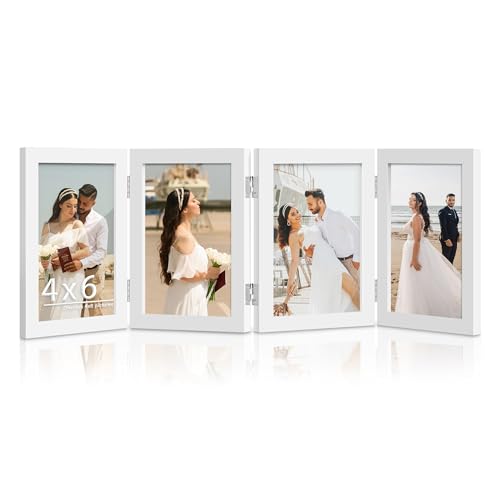 Image of DUENPY 4 Folding 4x6 Accordion Wood Frame Plexiglass White