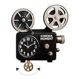 DEKORI Orologio da Parete Vintage “Cinema Moment” – Pendolo Silenzioso Forma Proiettore, Design Retrò, Taglio Laser di Precisione, Handmade in Italy by