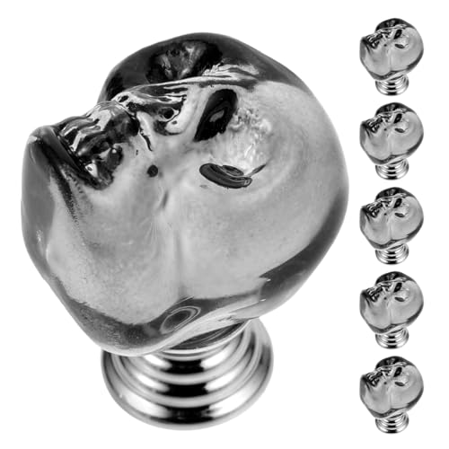 Bouton de meuble tête de mort en verre et métal pour customiser un meuble rétro avec vis - 2