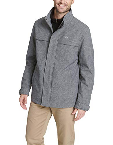 Dockers Men's Tall Filled Soft Shell Jacket with Bib (Regular and Big & Tall Sizes), Heather Grey, 4X Big