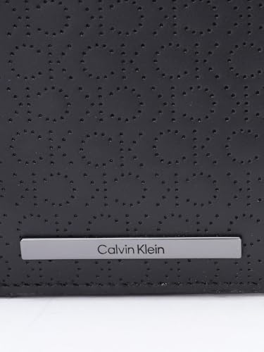 Image of Calvin Klein Solid Black Leather Bi-Fold Wallet