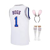 CAIYOO 1 Bugs 10 Lola Space Movie Youth Basketball Jersey for Kids Fit Age 5-18 Boys (White1, X-Small)