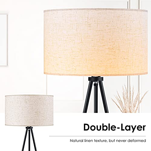 Boostarea Floor Lamp For Living Room, Tripod Floor Lamp, 15W Led Bulb, 3 Levels Dimmable Brightness, Linen Lamp Shade, Mid Century Standing Lamp For Living Room, Bedroom, Study Room And Office #TOP4