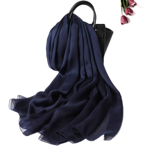 Foulard en soie bleu femme chic : écharpe longue et châle léger printemps