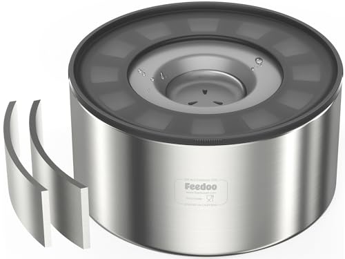 Feedoo 1Gallon No Spill Water Bowl for Dogs, Double-Wall Stainless Steel with Splash-Proof Paws Lid and Floating Disk, Non-Slip Base, Easy to Clean Slow Water Feeder for Large Medium Dogs