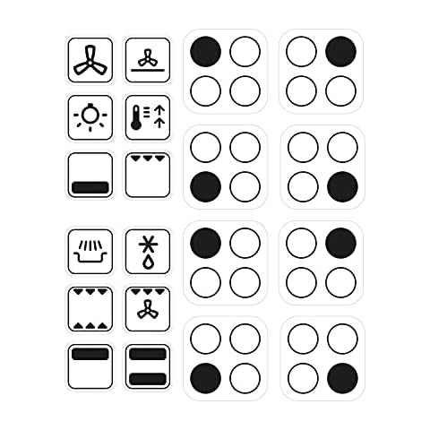 Two Sets of 4 Ring Stove + Oven Stickers Symbols for Hob Cooker Top Oven 15mm (Black On Clear) Cover
