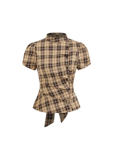CIDER Plaid Shirt with Stand Collar