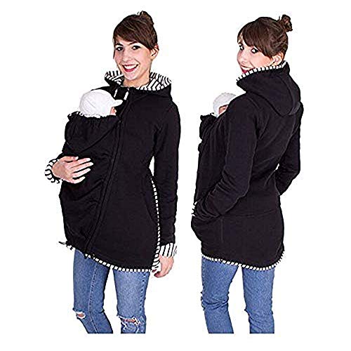 Señoras De La Moda De Invierno Cálido Bebé Vintage Portador Chaqueta Otoño Sudaderas con Capucha Caliente con Capucha Que Lleva La Chaqueta 3 En 1 para Mamá Y Bebé Ropa De Maternidad