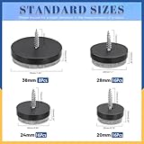 Glarks 56pcs Black 20MM 24MM 28MM 38MM Furniture Glide Screw-on Furniture Antiskid Felt Pad Slider Floor Protector for Wooden Leg Feet of Chair Table Sofa Stool - Image 2