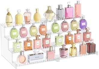 Lifewit Display Stand with Fences, Perfume Stand Organiser, Display Shelves for Fragrance,Cologne,Makeup,Cosmetics,Vanity,Dressing Table Storage, 2 Pack