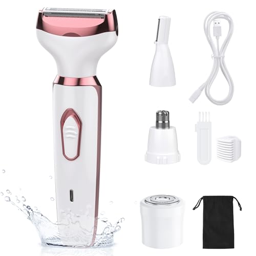 Electric Razors for Women - 4 in 1 Shavers, Pubic Hair, Legs, Arm, Underarm, Bikini, Face Shaver, Rechargeable Hair Removal Epilator, Birthday & Christmas Gifts