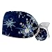 Christmas Snowflakes Blue 2 Pieces Unisex Working Caps with Buttons Adjustable Bouffant Hats Tie Back Caps