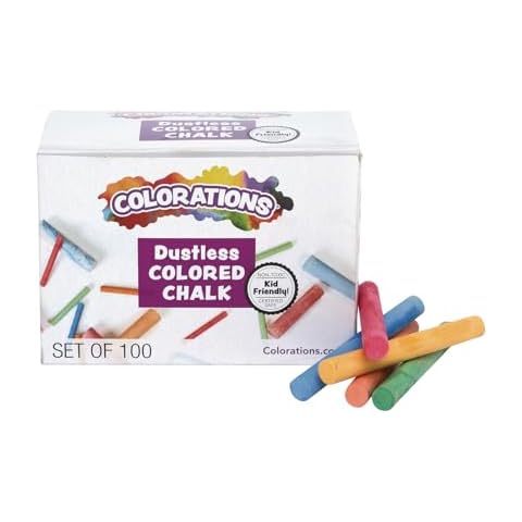 Colorations CNODUST Dustless Colored Chalk, 100 Piece Bulk Pack Cover