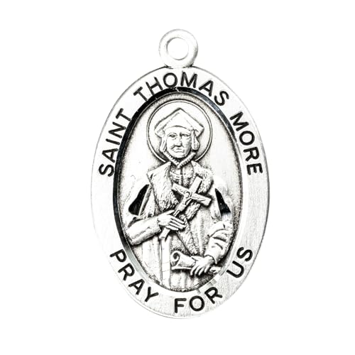 Sterling Silver Saint Medal Pendant Necklace in Endless Rhodium Plated Stainless Steel Chain -Patron Saint of soldiers, and Calvary, Deluxe Velvet Gift Box - Made in USA2