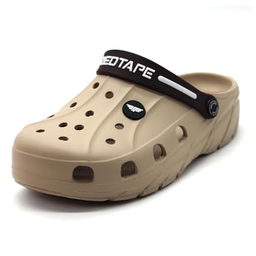 Red Tape Men's Designer Comfortable Clogs || Sandals With Adjustable Back Strap For Men Beige, 11 UK