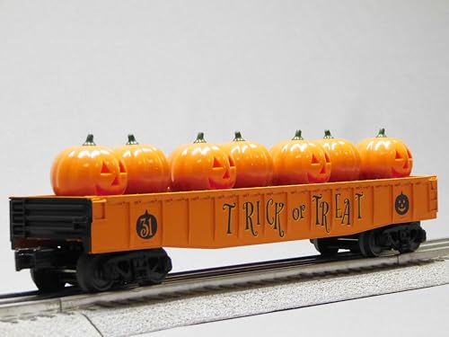 M.T.H. Electric Trains MTH RAILKING Halloween Gondola CAR with Flickering Jack O Lanterns 30-72244