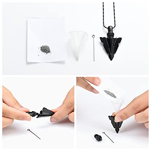 Imrsanl Cremation Jewelry for Ashes Stainless Steel Urn Pendant Necklace for Mens Boys Cool Spearpoint Arrowhead Memorial Keepsake Ash Jewelry (Black)