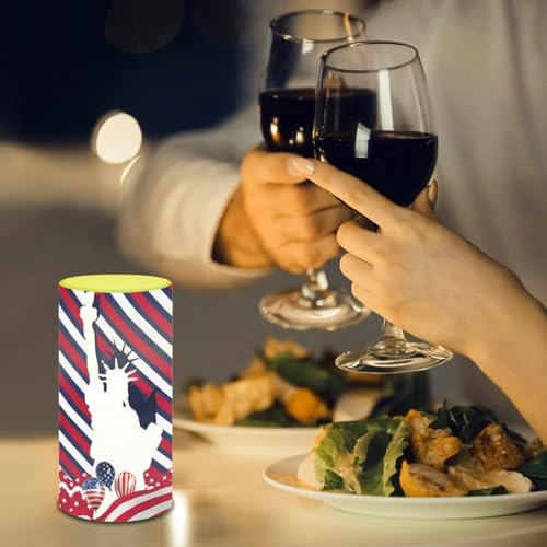 Image of Poceacles Fourth of July The Statue of Liberty Flameless LED Candles Battery Operated Candle American Flag Balloon Pillar Candle Tealights for Patriotic Decoration