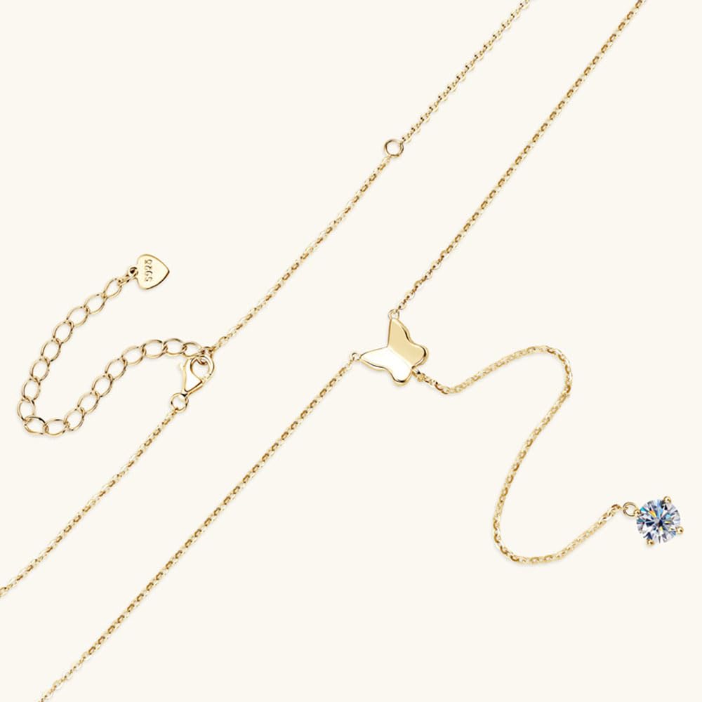 14k Gold 1CT D-Farb-Diamant-Schmetterlingskette Halskette für Frauen Moissanite Anhänger Schmuck sie