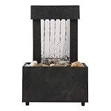 XZMAN Fontaine D'intérieur, Fontaine d'eau avec des Roches De Rivière Naturelles Et des Lumières LED Fontaine De Bureau USB Fontaine Cascade pour La Décoration De Bureau