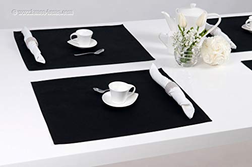Lemos Home Cotton Placemat Set of 4 - Approx. 46 x 36 cm (Black) Table Set, 46x36 - Image 3