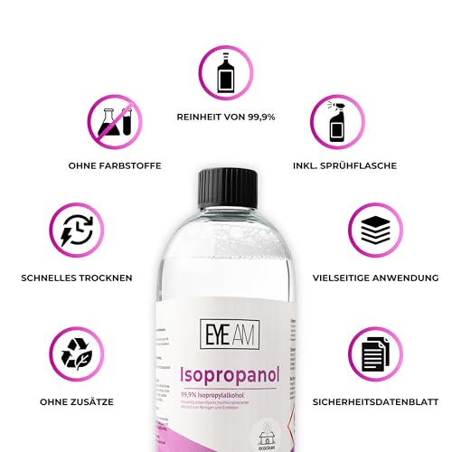 NEU: Isopropanol IPA 99,9% – Reinigungsalkohol 1 Liter für Küche, Haushalt, Kosmetik und Industrie