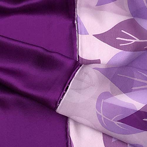 Silk Shawl/Scarf, 74" L x22 W, Print-Solid Silk with Beads, Purple4