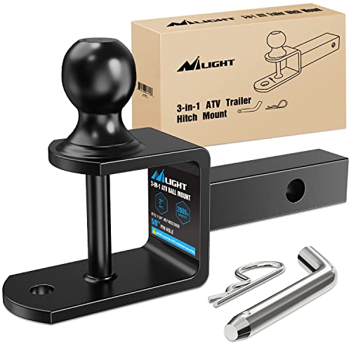 Image of Nilight ATV UTV Trailer Hitch 3-in-1 Fits 1-1 /4 inch Receiver with 2 inch Ball | Rated 2000 LBS Multi Towing Ball MountWinch Strap Loop Rated 5000 LBS
