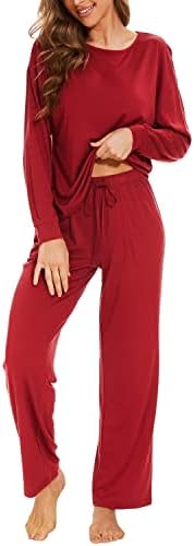 Mnamo Damen Schlafanzug Baumwolle-Modal Pyjama Set Atmungsaktiv | Zweiteiliger Hausanzug. Elastischer Bund. Perfektes Festtagsgeschenk. Ideal für Zuhause, Baden & Spazieren.
