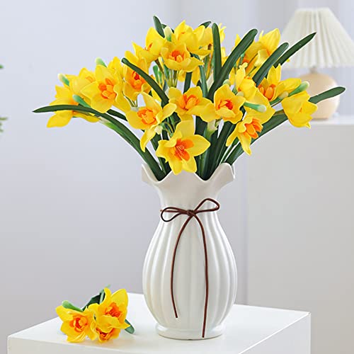 Ahxhwka 20 Pack Artificial Daffodils Flowers 17.7 Inch Yellow Narcissus Spring Flowers Fake Silk Daffodils Arrangement For Home Office Wedding Decor #TOP4