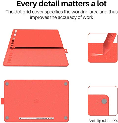 Mesas Digitalizadoras presente de Natal Tablet gráfico HUION HS611 (Coral Red) 10x6 polegadas equipa