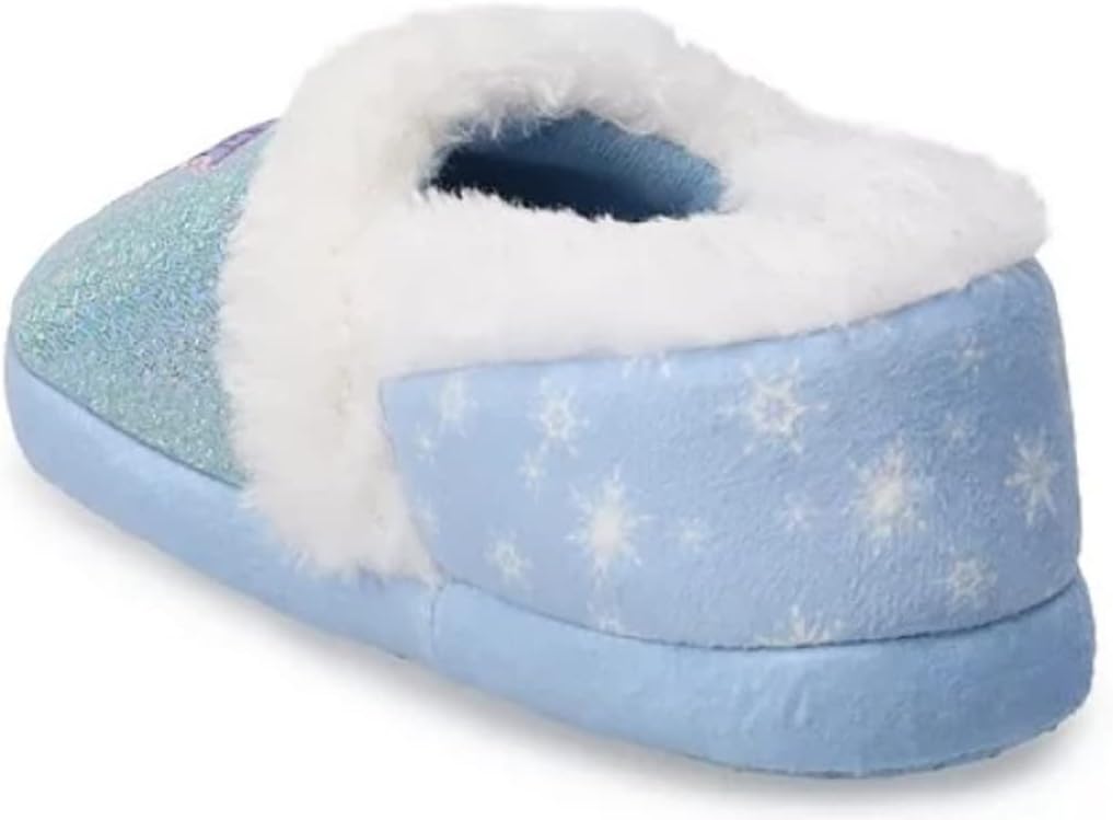 Disney Girl's Frozen Anna Elsa Plush Slippers (Blue, Numeric_11) - Image 4