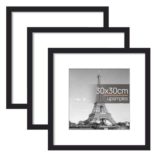 upsimples 3 Pack Bilderrahmen 30x30 cm, Bilderrahmen Schwarz, Fotorahmen zum Aufhängen mit Poster, Posterrahmen Benutzt für Wohnzimmer, Schlafzimmer, Arbeitszimmer