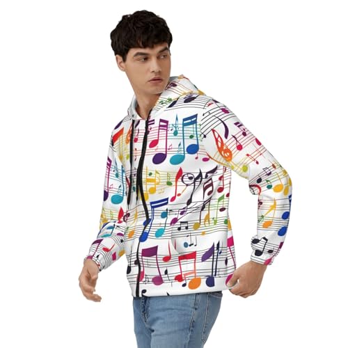 Sweat à capuche homme notes de musique pull chaud extensible contre le froid