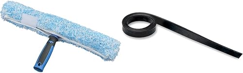 Unger Limpiador de ventanas profesional con agarre de rendimiento, 14 pulgadas y cuchilla de goma de repuesto profesional de corte a tamaño, 18