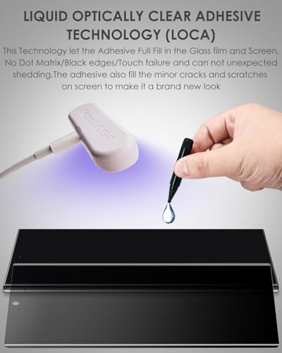 Image of Uyiton Privacy UV Tempered Glass for Samsung Galaxy S23 Ultra (6.8 Inch) | Anti-Spy Curved Screen Protector | 9H Hardness | Ultrasonic Fingerprint Compatible | HD Clarity | Bubble Free UV Installation | Case Friendly