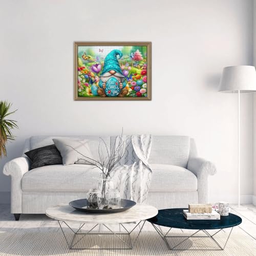 Easter Puzzles for Adults 500 Pieces Gnome Eggs Jigsaw Puzzle for Adults Cute Rabbit with Spring Flowers Wooden Puzzle Easter Gifts Basket Stuffers - image 8