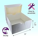 Culpitt 12" Square Silver Cake Drum Board & White Cake Box Combo, 12 Inch Box and Matching Board Set For Cake Transport - Image 2