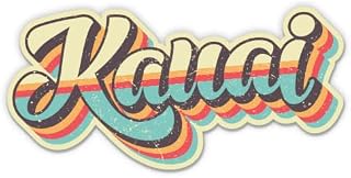 Squiddy Kauai Hawaii Retro Surf Style - Vinyl Sticker Decal for Phone, Laptop, Water Bottle (3" Wide)