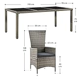 ArtLife Polyrattan Sitzgruppe Rimini Plus 9-teilig grau-meliert Gartenmöbel Set mit Tisch 8 Stühlen Kissen - 2