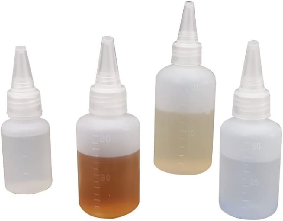 Plastic Squeeze Bottles 10 Pack (30ml/1oz) with Scales, Translucent, Reusable, Round, Squeeze, Perfect for Condiments, Sauces, Paint, Oil, Glue, Icing, Baking, Art Crafts, BBQ