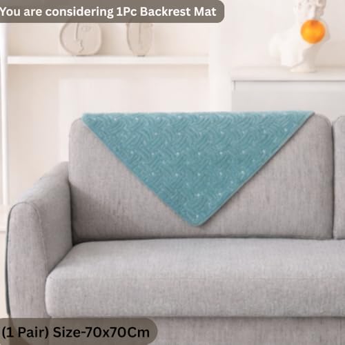 Image of HOMETHREADS Innovative Premium Velvet Sofa Cover Mat with PVC Backing for Non-Slip Comfort (C T.Green, 1Pc Backrest | 70x70cm)