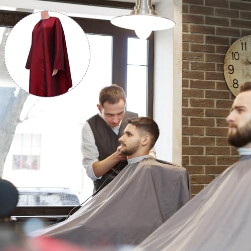 Capa impermeable para barbería con mangas color burdeos miniatura 5