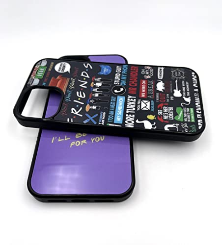 Xunqian Compatible For Iphone 13 Case, Friends Show Purple Door Gold Frame Art Thin Soft Black Tpu +Tempered Mirror Material Protective Case For Apple 13，6.1 Inch (A-Gray Quotes) #TOP1