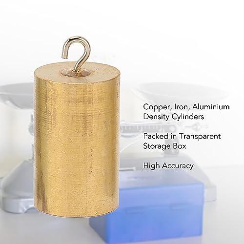 Image of 3Pcs Metal Density Blocks,Metal Block Cylinder Set with Hooks, Copper, Iron, Aluminum for Density Investigation, Specific Gravity,Collectible,Specific Heat Experiment
